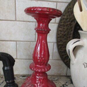 Large 10 1/2" Tall RED CANDLEHOLDER, MELROSE INTERNATIONAL